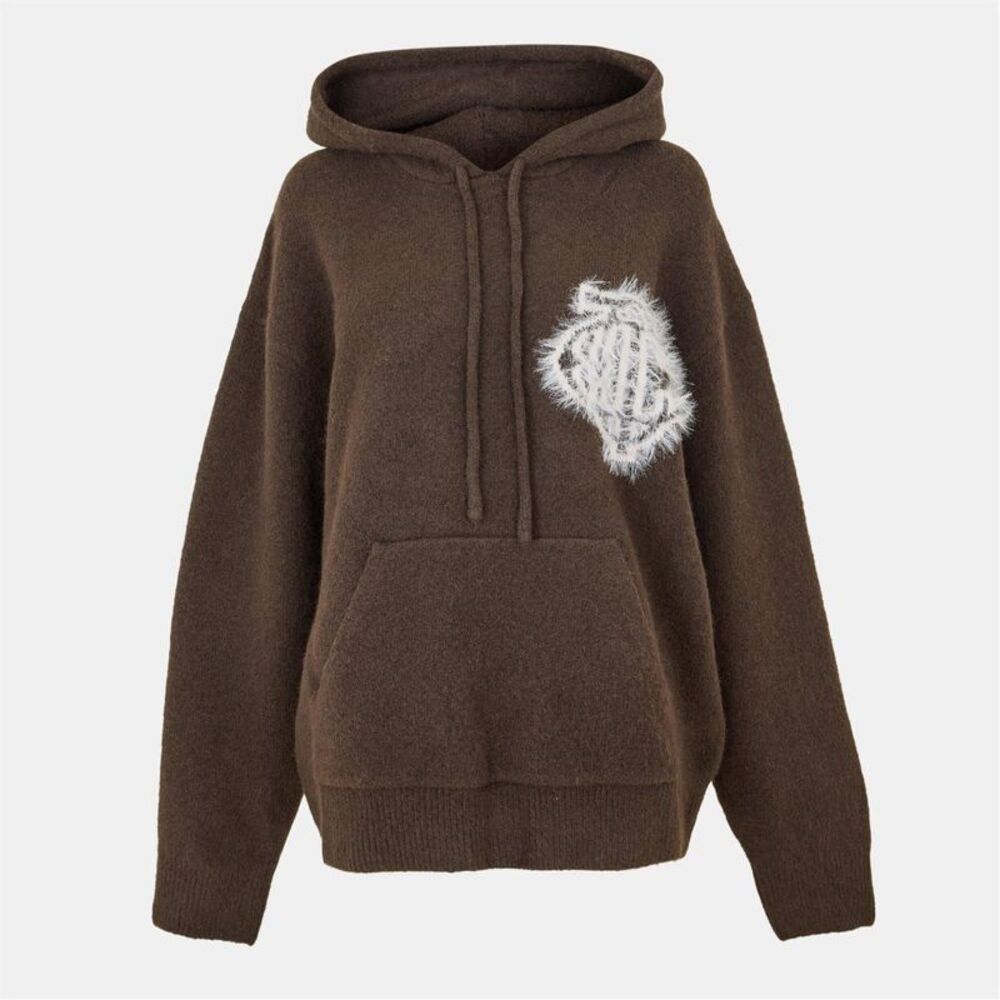 The Couture Club Womens/Ladies Fluffy Knitted Hoodie / Brown
